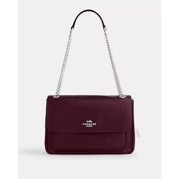 NWT Coach Elodie Crossbody Bag Shiny smooth leather CCF09 Maple Silver - Picture 7 of 11